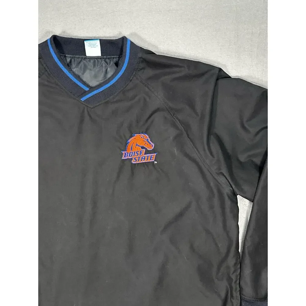 Boise State Broncos Pullover Windbreaker Jacket Men’s XL Black 72 Blue NCAA